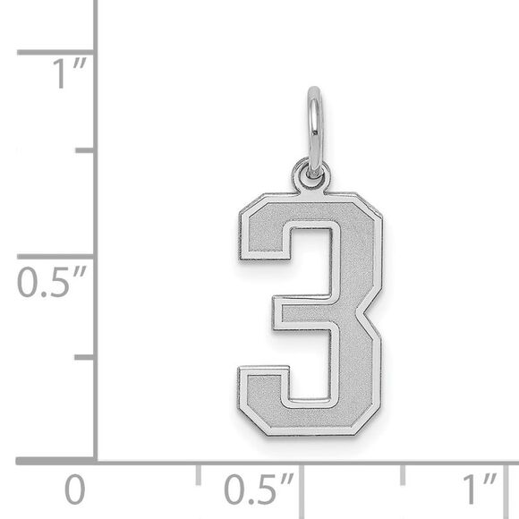 Sterling Silver, Jersey Collection, Medium Number 3 Pendant - Picture 4 of 5